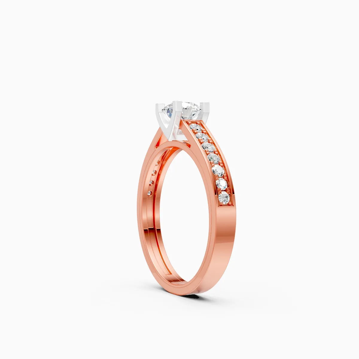 Round Solitaire Side Accents Lab Diamond Ring