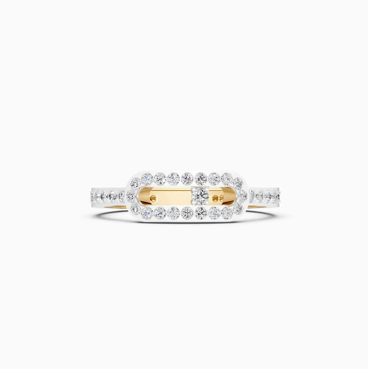 Round lab Grown Diamond Open Hexagon Ring