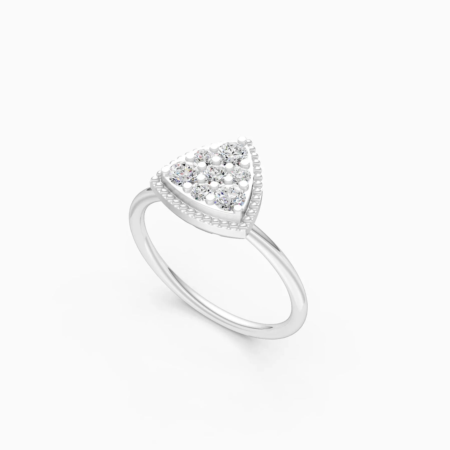Elegant Two Tone Diamond Cluster Trillion Shape Ring