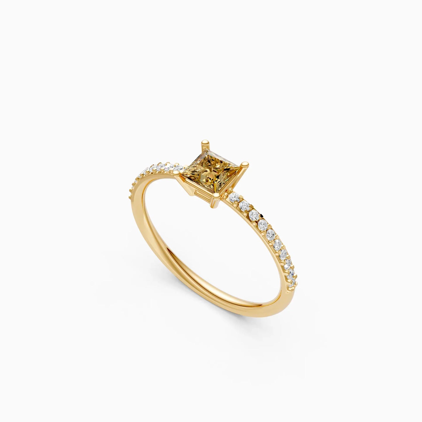 Trendy Yellow Topaz Pricess Diamond Dainty Ring