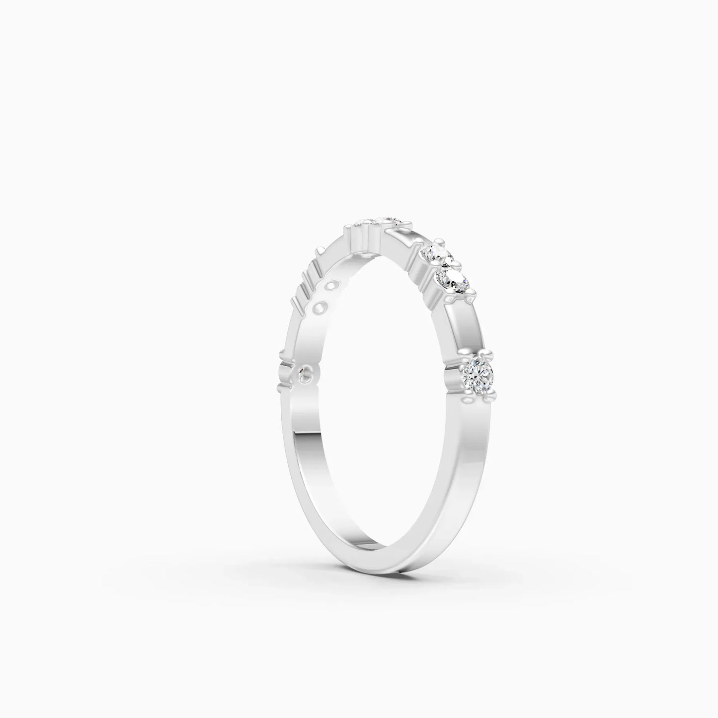 Dazzle Thin Distance Round Diamond Stackable Band