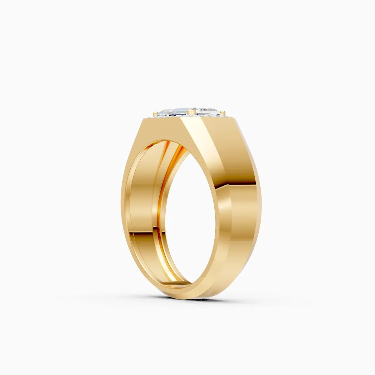 Emerald Cut Diamond Men's Ring With Side Accents