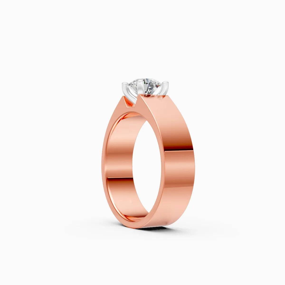 Bold Solitaire Center Stone Men’s Broad Band Ring