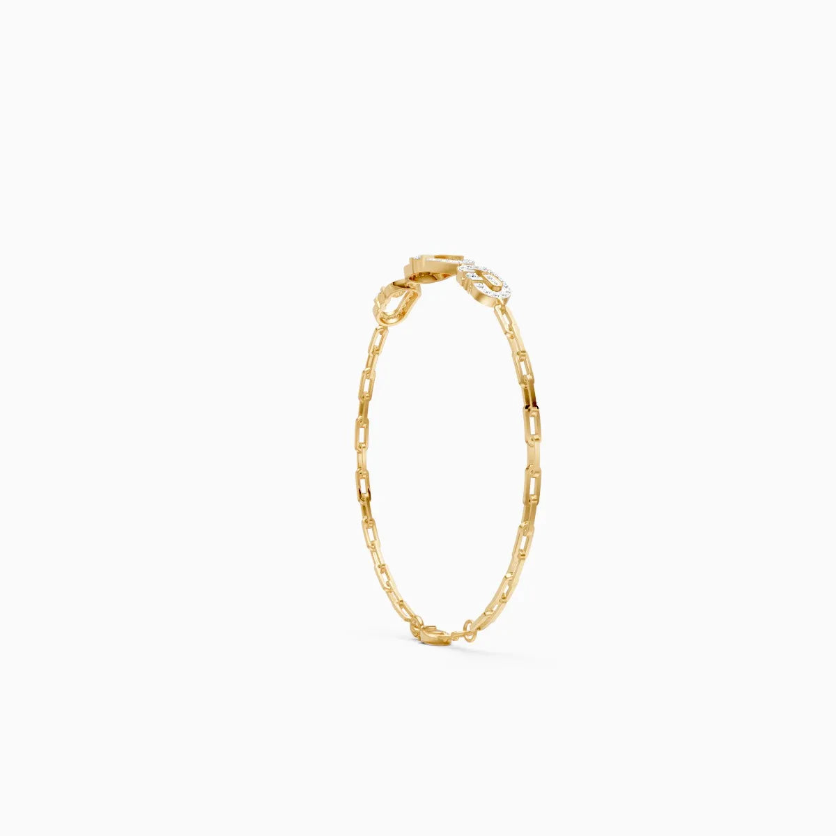 Stacked Style Diamond Charms With Links Bracelet