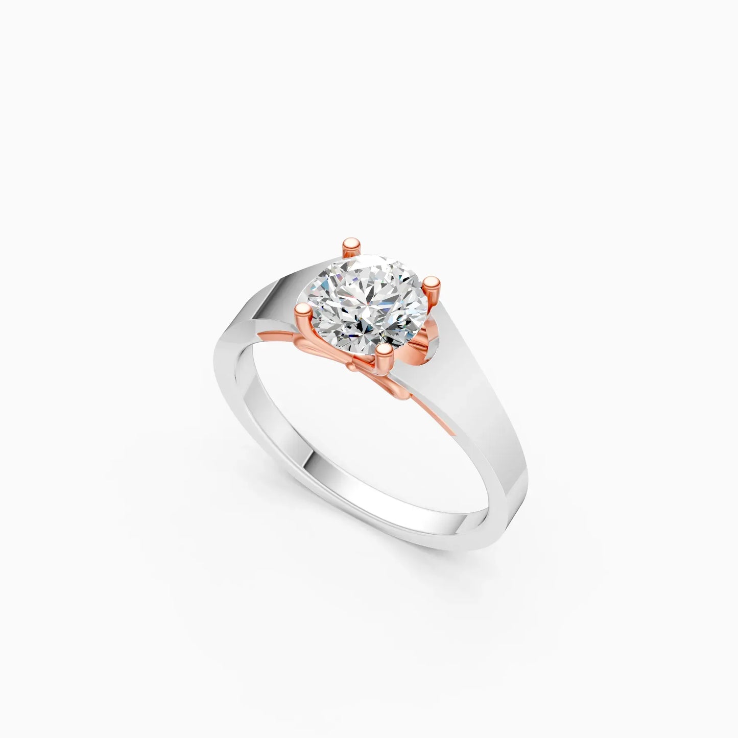Forever Round Diamond Two Tone Solitaire Ring