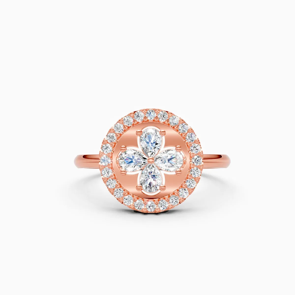 Elegant Floral Round Lab Grown Diamond Ring