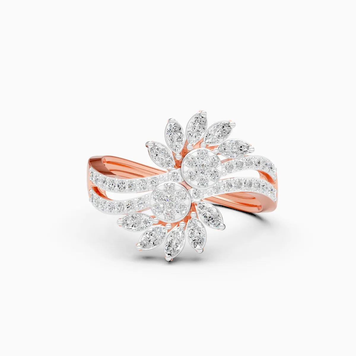 Floral Marquise Lab Grown Diamond Pave Accents Ring
