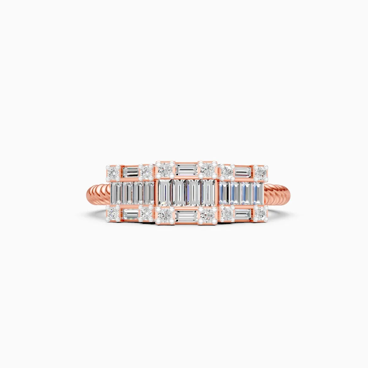 Baguette Bliss Flexi Band And Twist Grid Elegance Lab Grown Diamond Ring