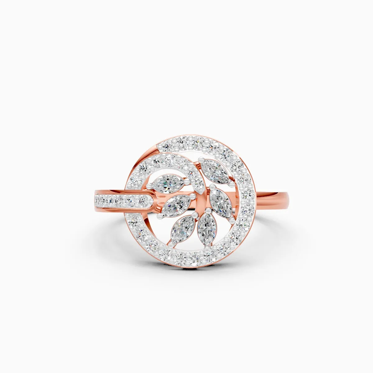 Radiant Leaf Circle Diamond Ring