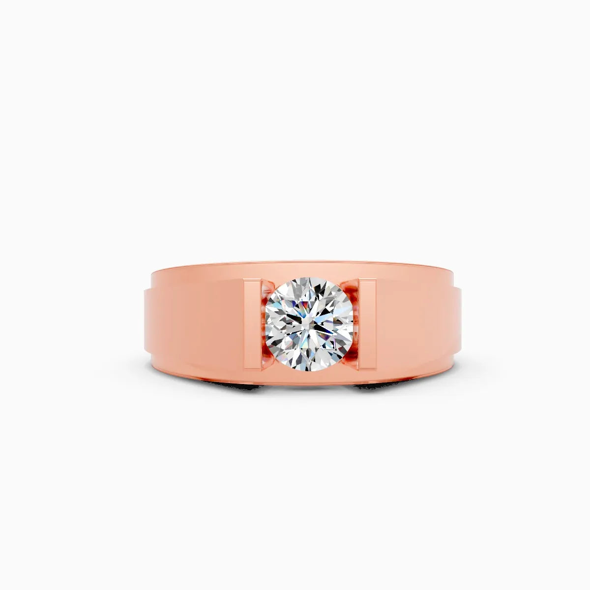 Modern Bezel Setting Men's Two-Tone Lab Diamond Ring