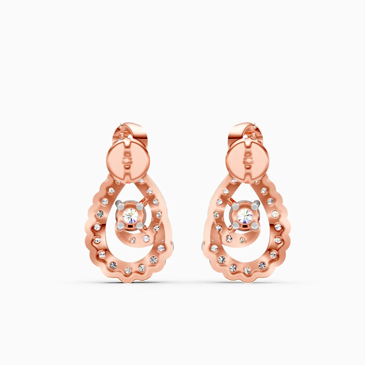 Infinity Twist Teardrop Diamond Two-Tone Stud Earrings