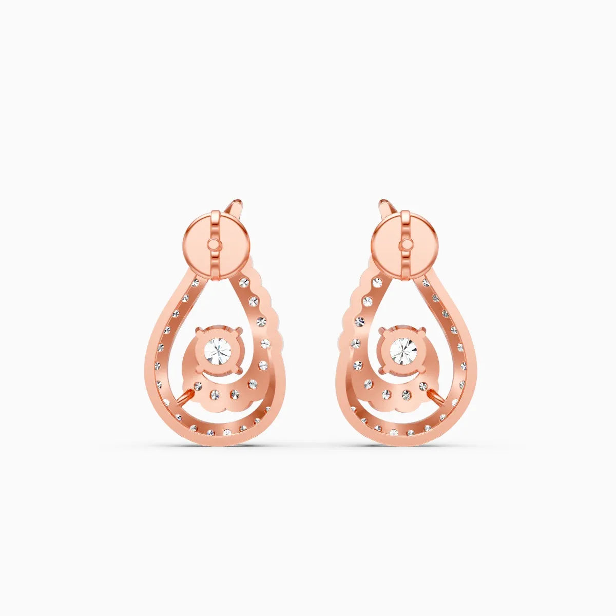 Paisley Double Halo Two-Tone Stud Earrings