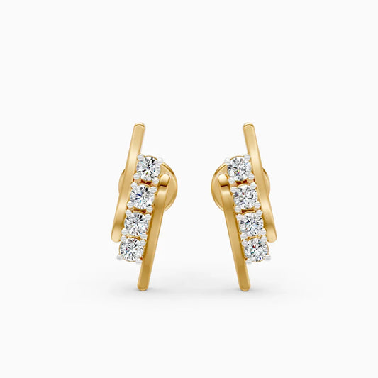 Offset Pave Bar Stud Earrings