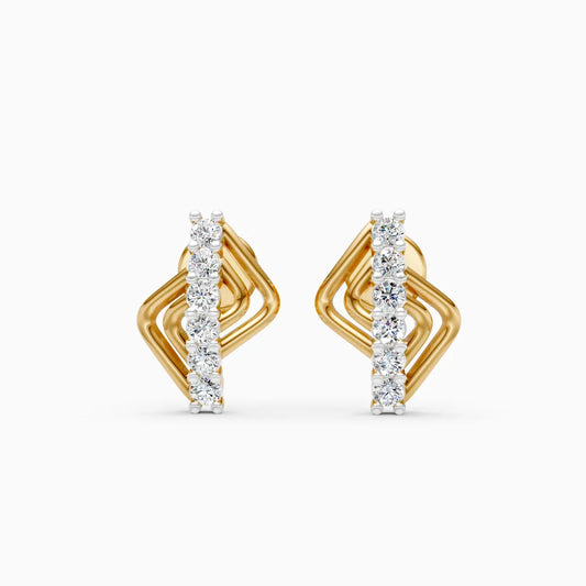 Layered Chevron Pave Row Stud Earrings