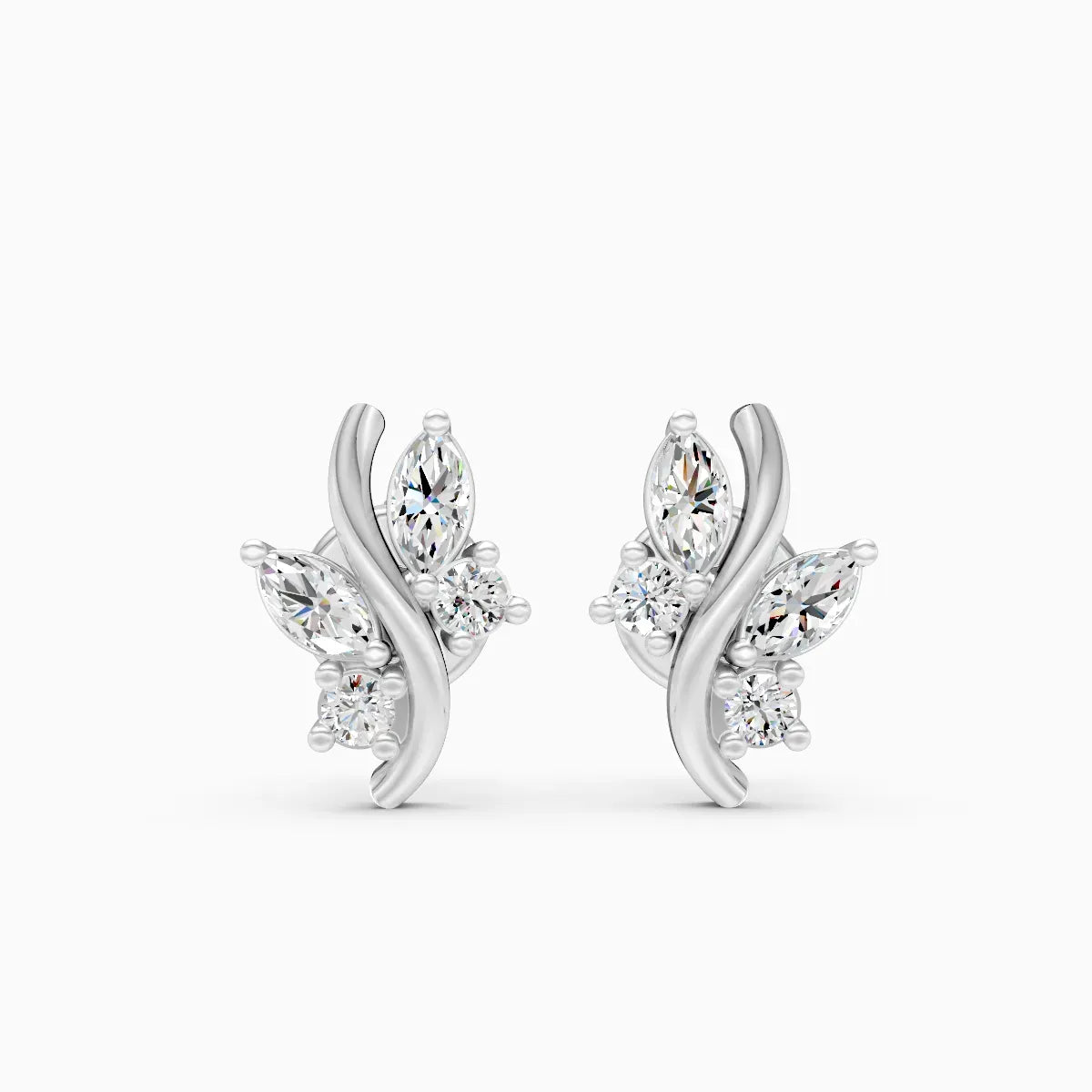 Marquise Leaf Curve Studs