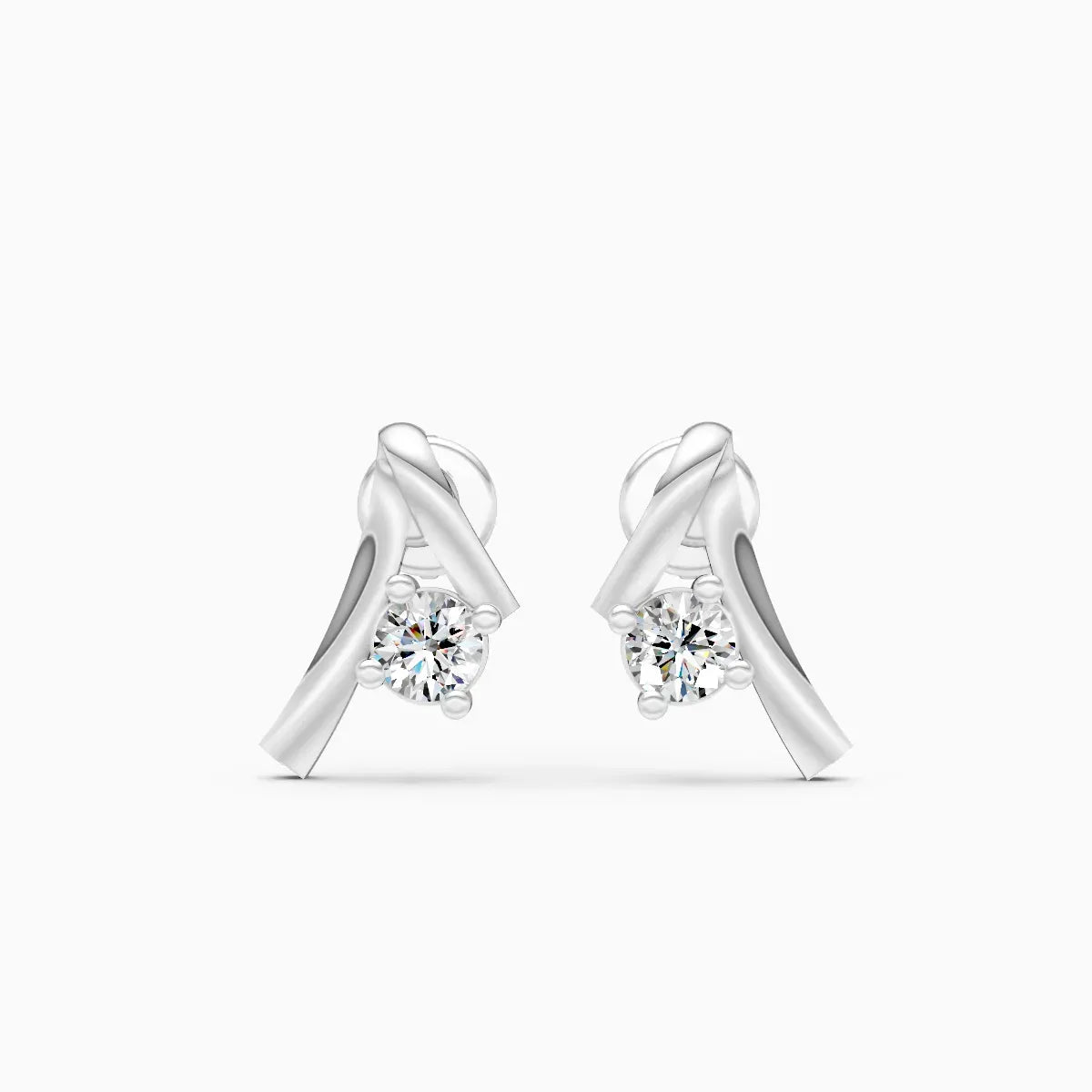 Twisted Ribbon Knot Solitaire Stud Earrings