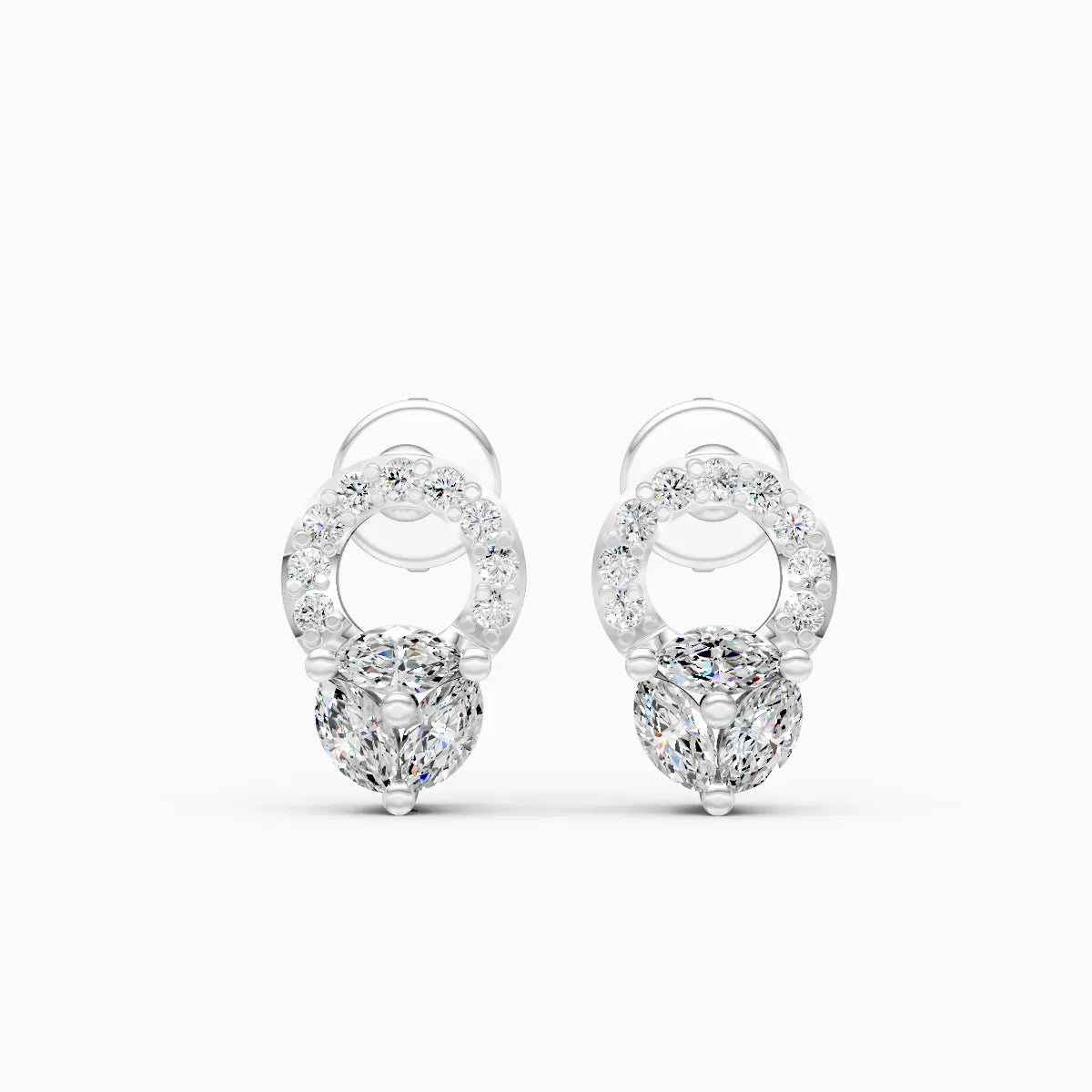 Marquise Drop Halo Studs