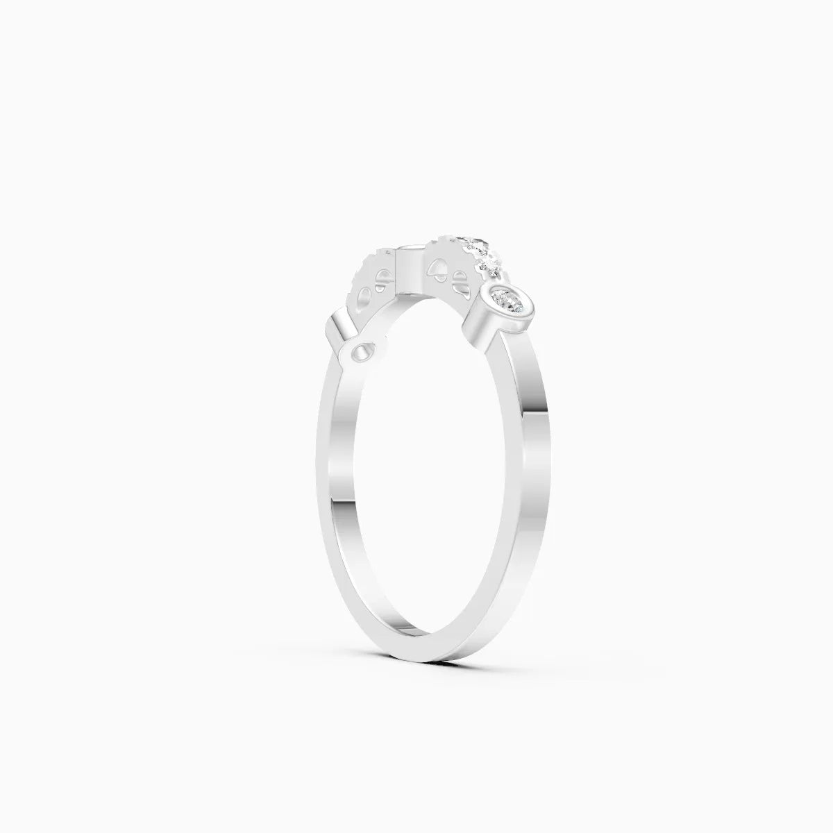 Bezel & Pave Station Diamond Ring