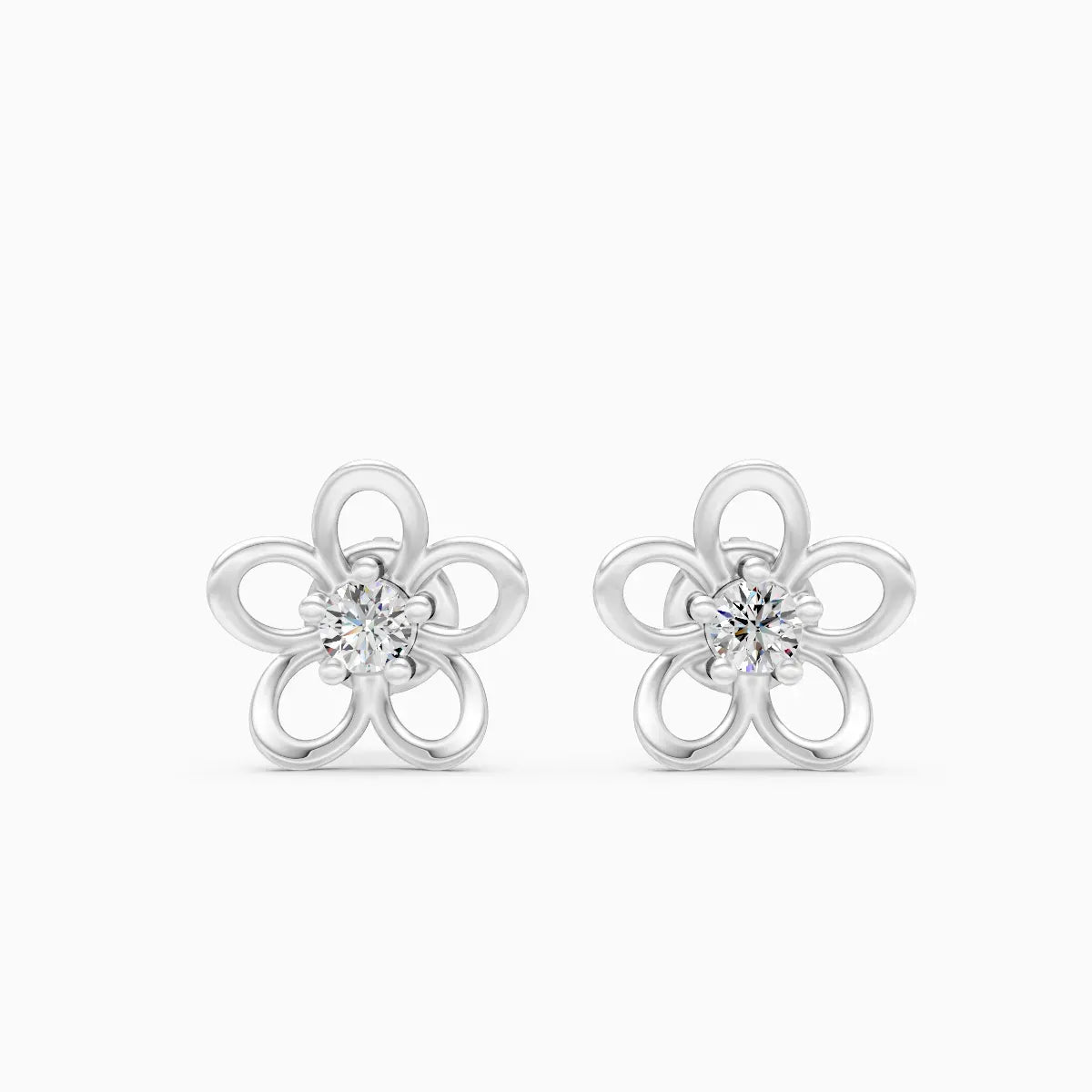 Round Floral Diamond Studs