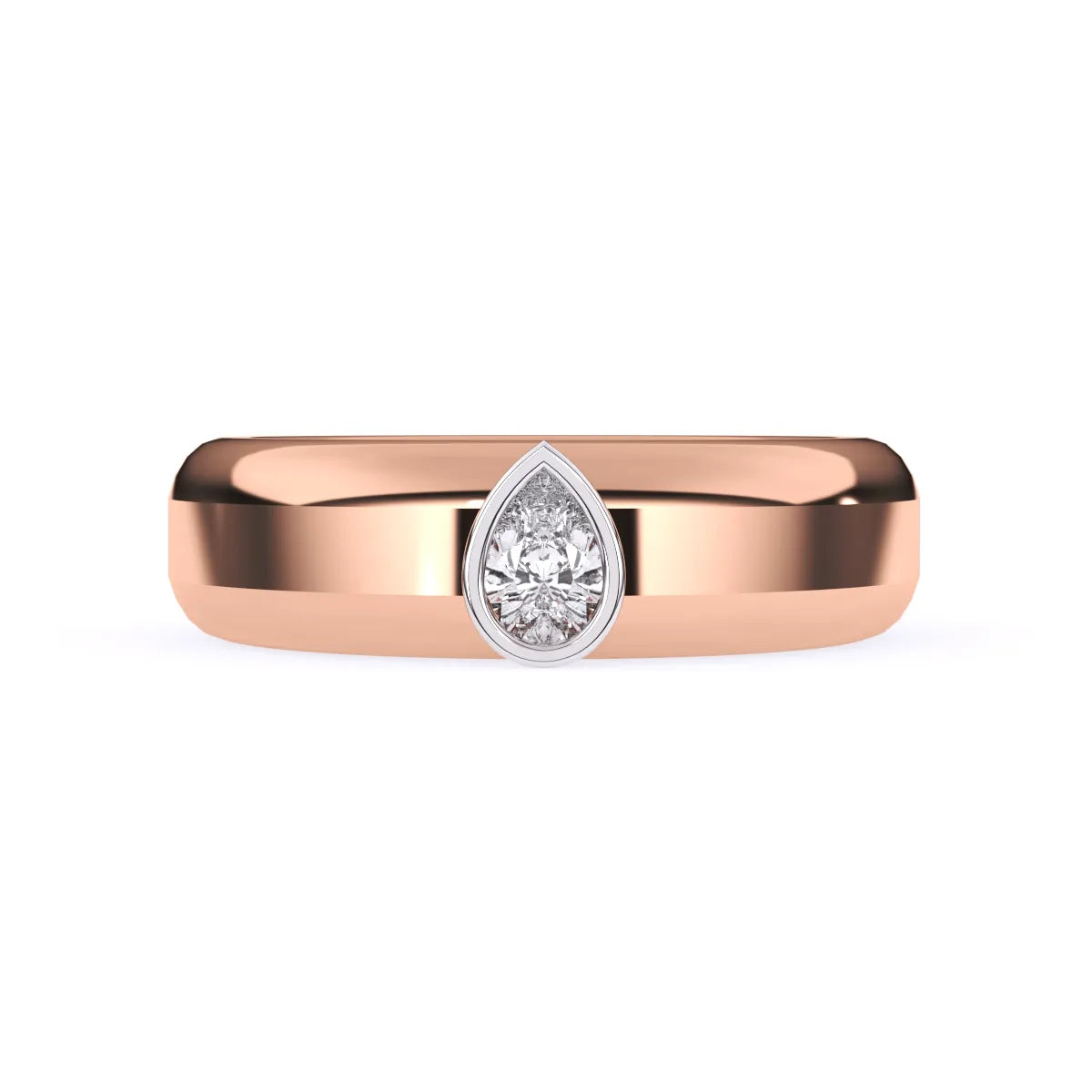Elegant Pear Bezel Two Tone Wedding Ring