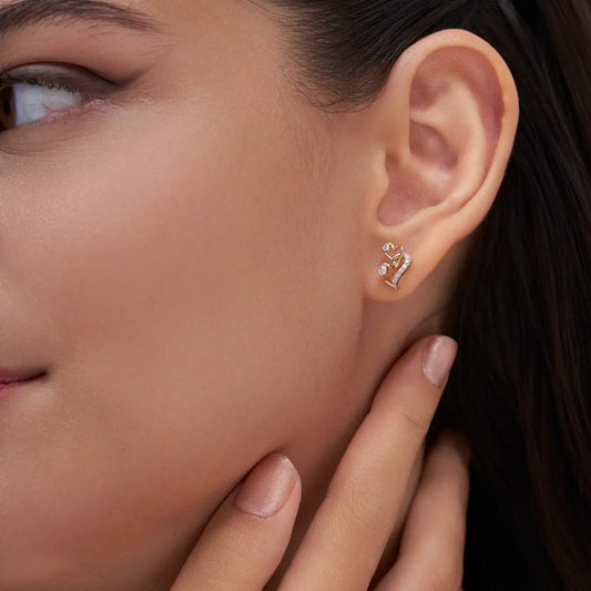 Interlocked Double Open Heart Pavé and Diamond Accent Stud Earrings