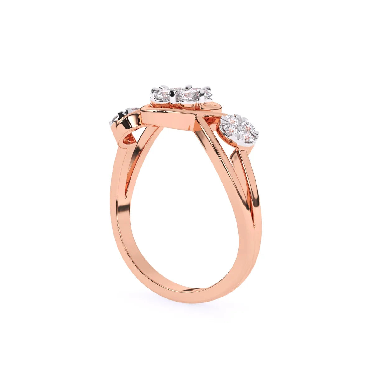 Round Bypass style Lab Grown Diamond Engagement Ring