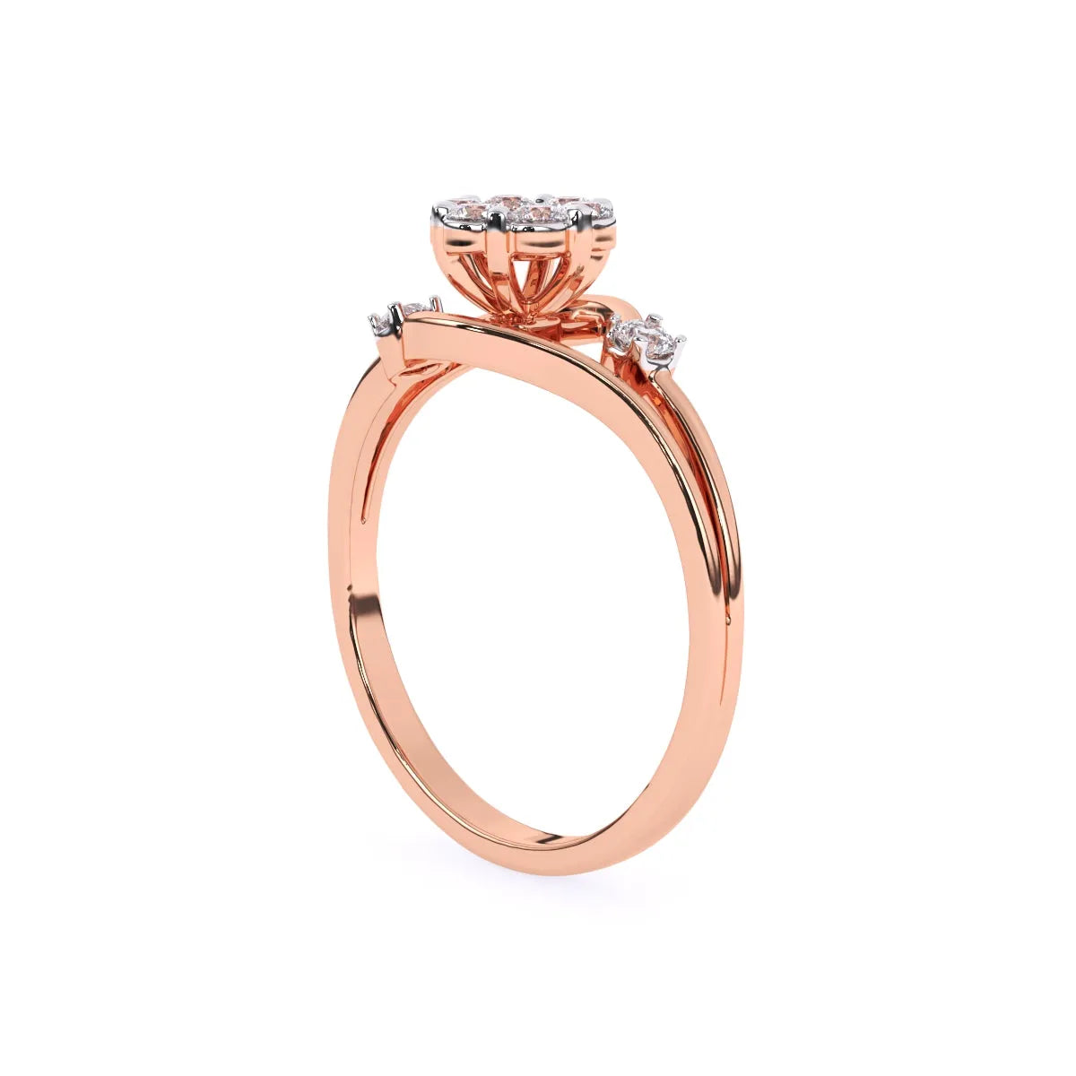 Round Diamond Ladies Fancy Cluster Flower Engagement Ring