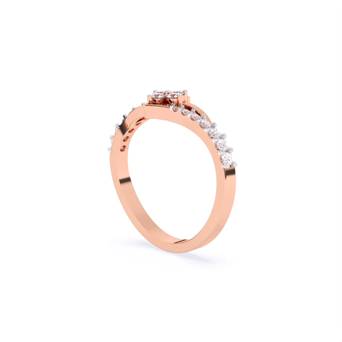 Flower Style Bypass Lab  Diamond Engagement Ring