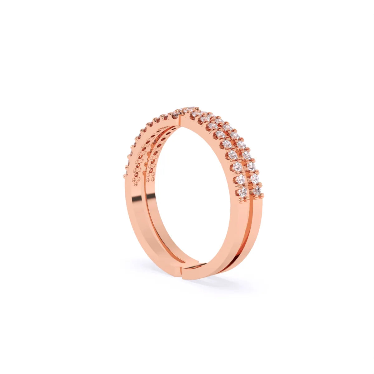 Two Line Half Eternity Lab Diamond Wedding Band