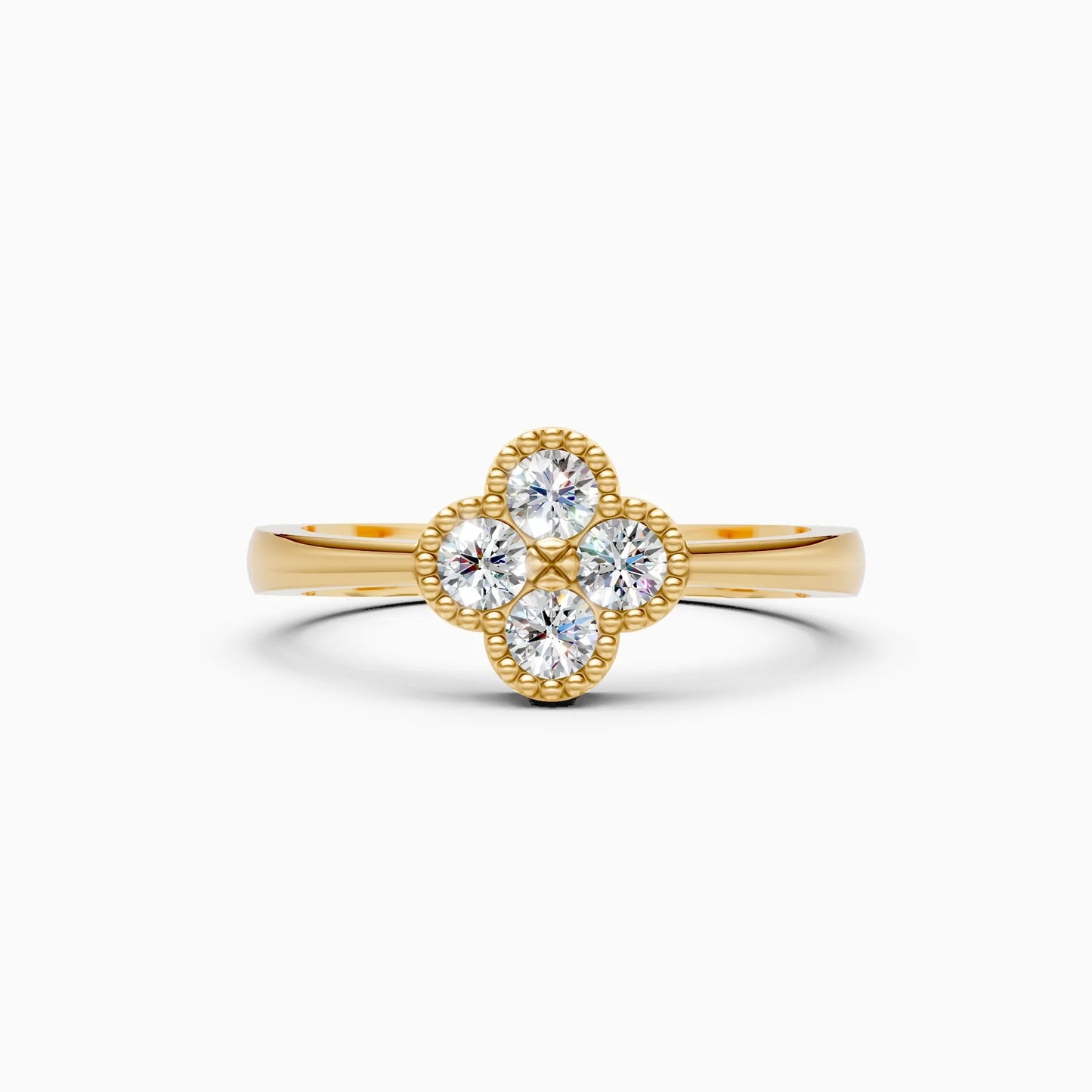 Floral Lab Diamond Ring in Gold