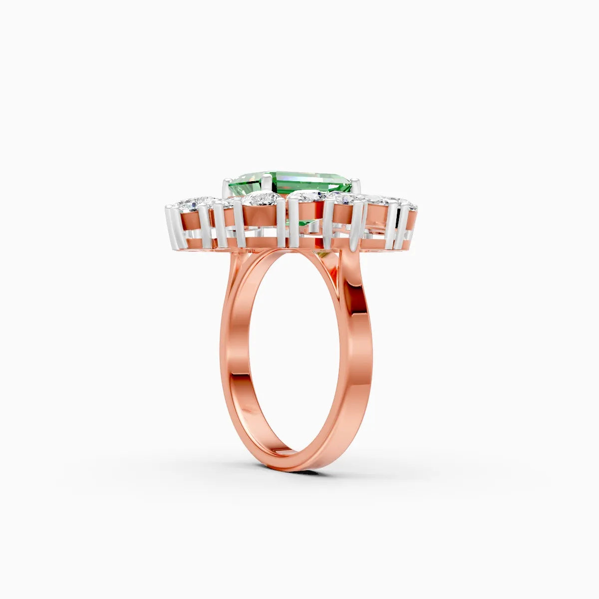 Luxury Green Emerald Ring with Lab Grown Diamond Accents
