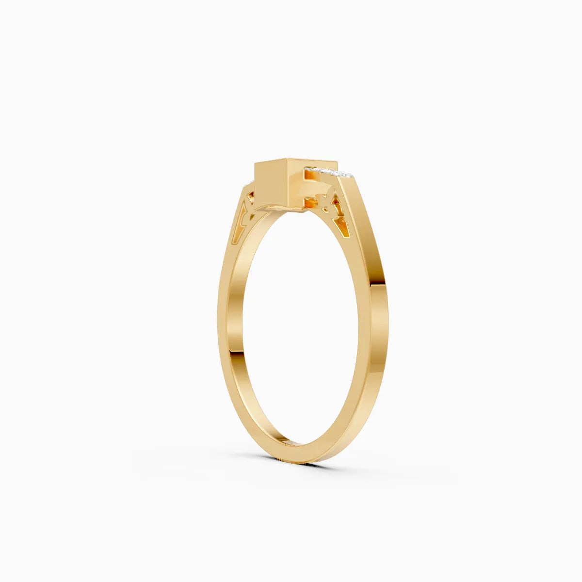 Minimalist Box-Frame Diamond Ring