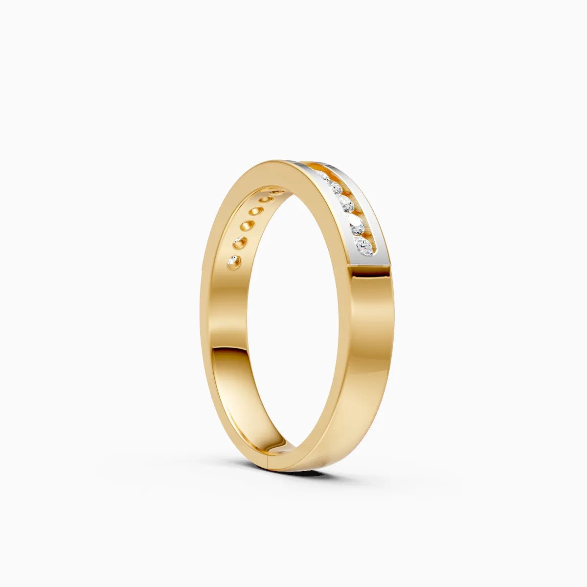 Rhodium Shine Edge Diamond Band