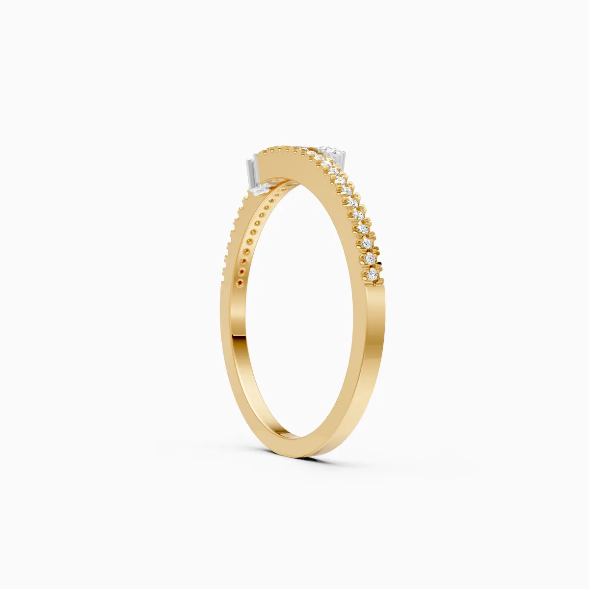 Double-Row Micro-Pavé Band Ring with Baguette Accent Stones