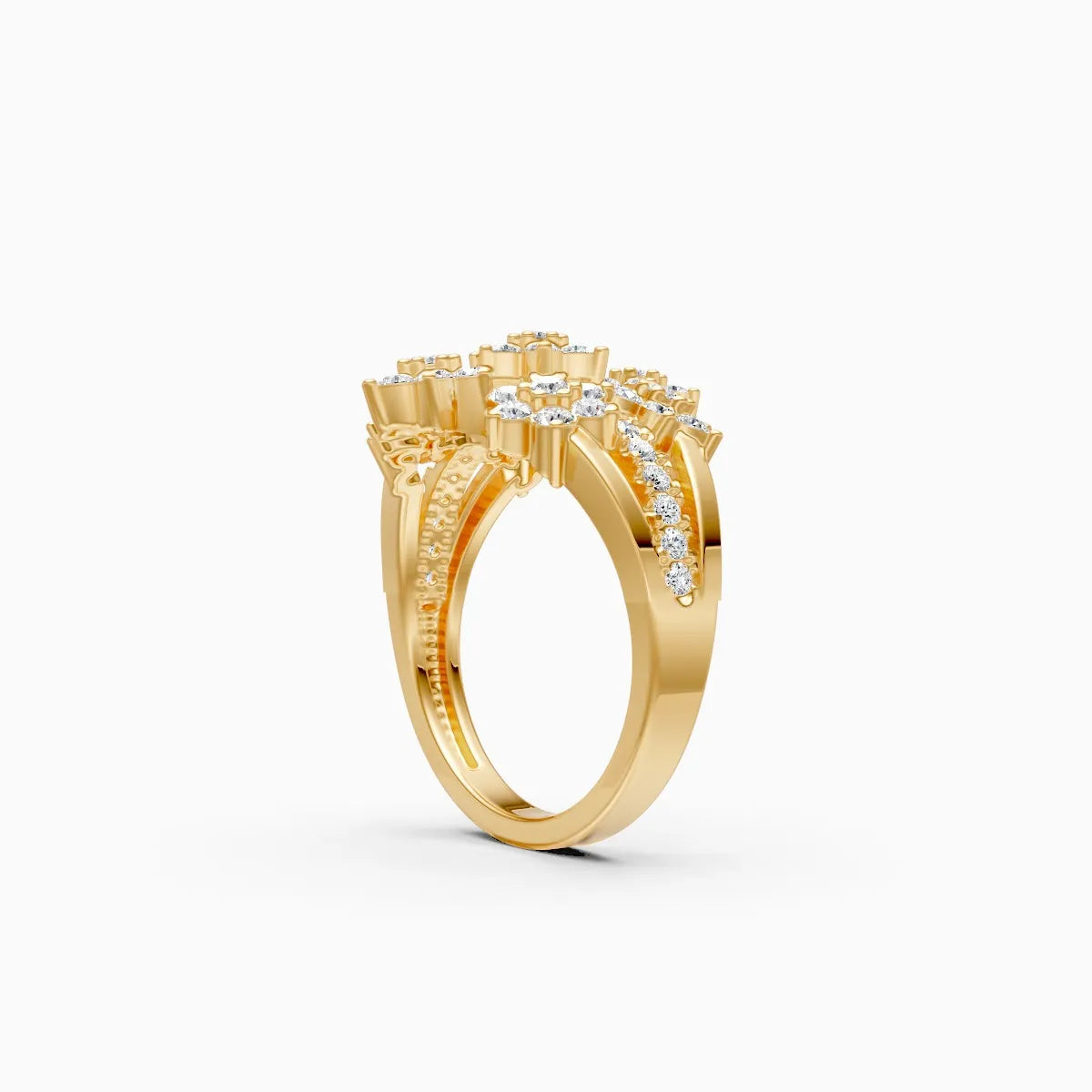 Round Flower Style Cluster Engagement Ring