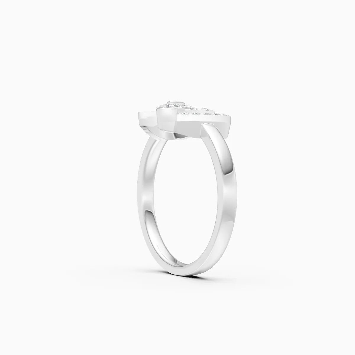 Heart Shaped Blue Enamel Evil Eye Accent Engagement Ring