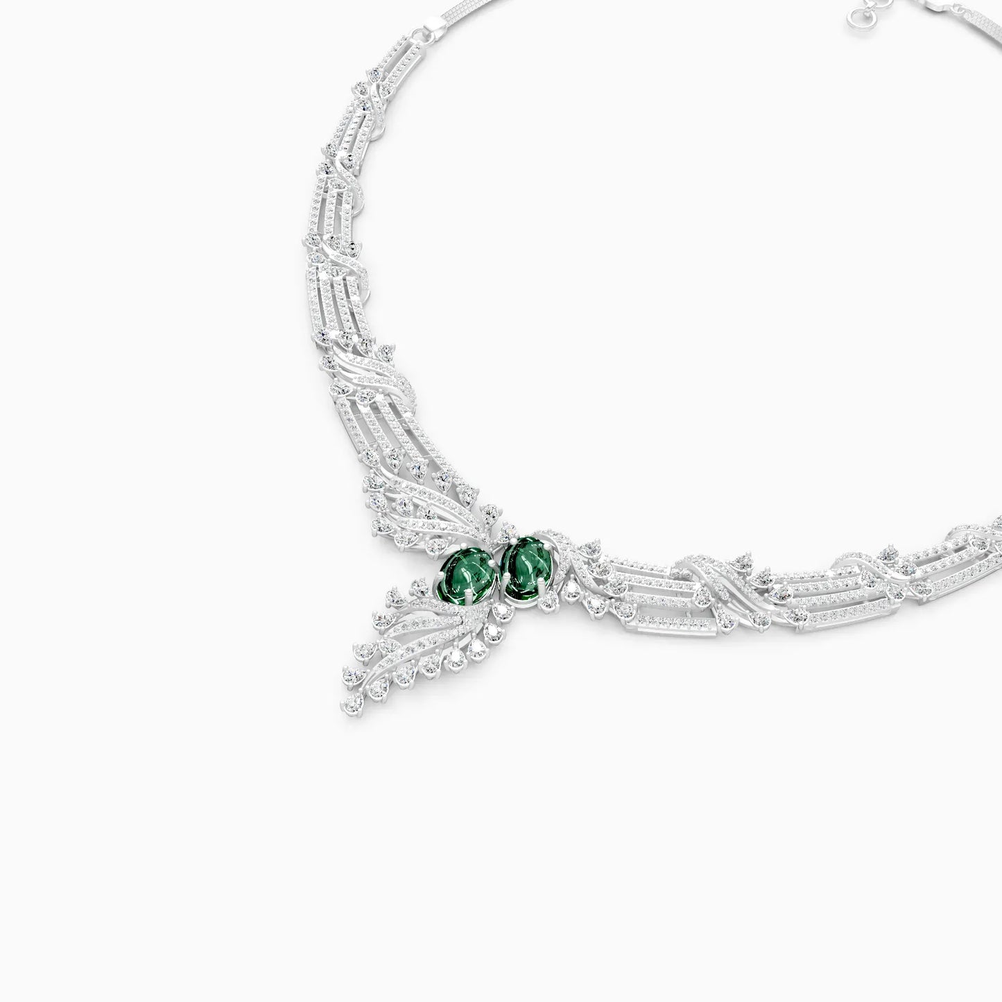 Leaf Shaped Gold Lab Diamond Necklace