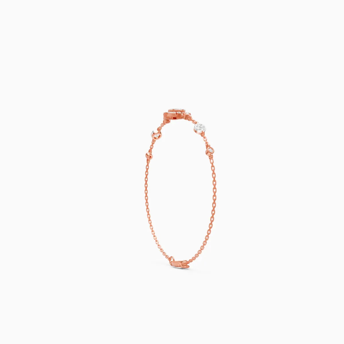 Diamond-Filled Round Center Bracelet with Side Diamonds