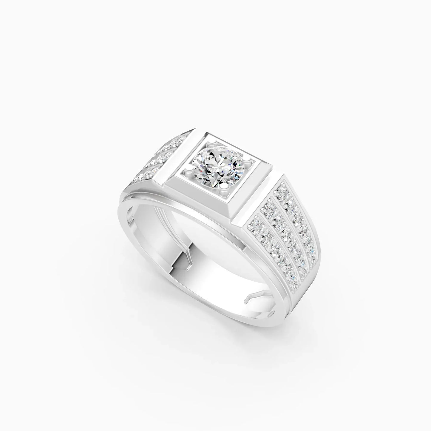 Stylish Three Row Cluster Round Lab Grown Ring