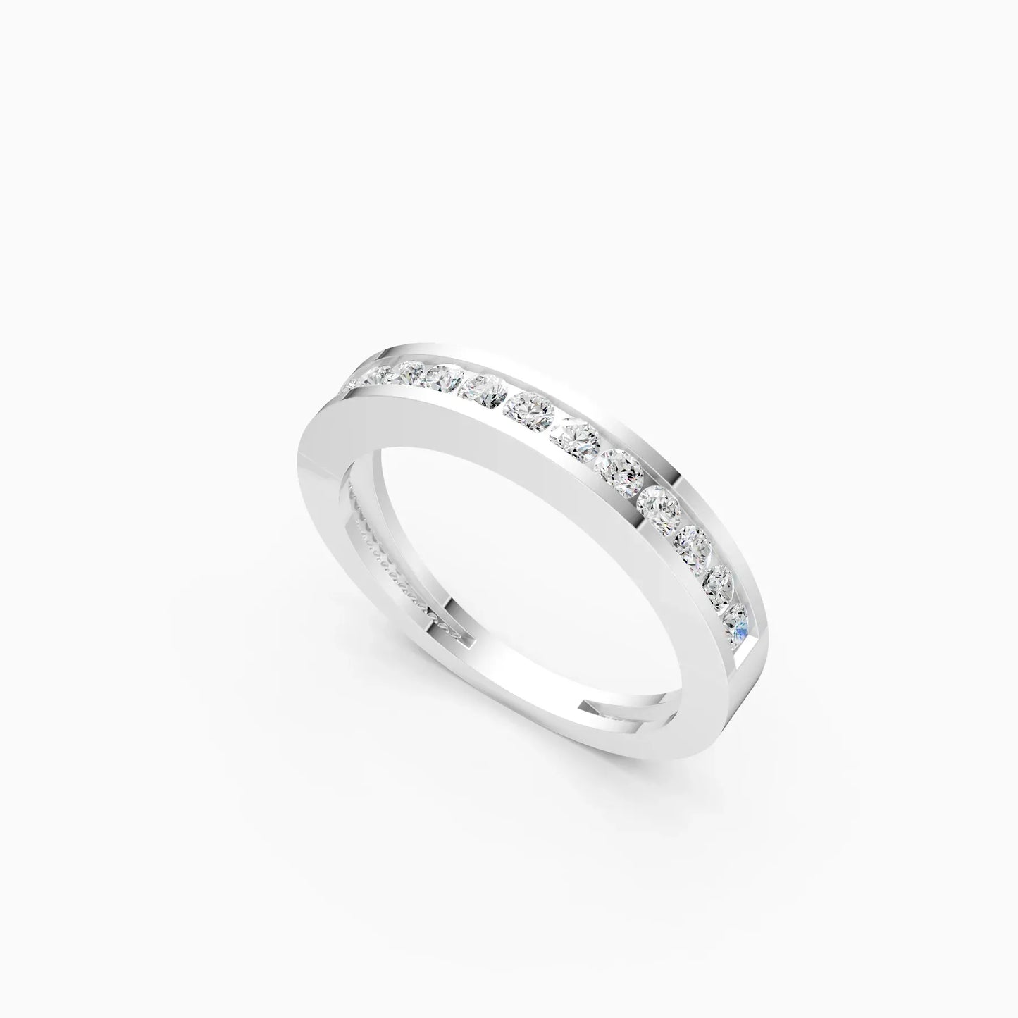 Channel Set Round Diamond Half Eternity Band