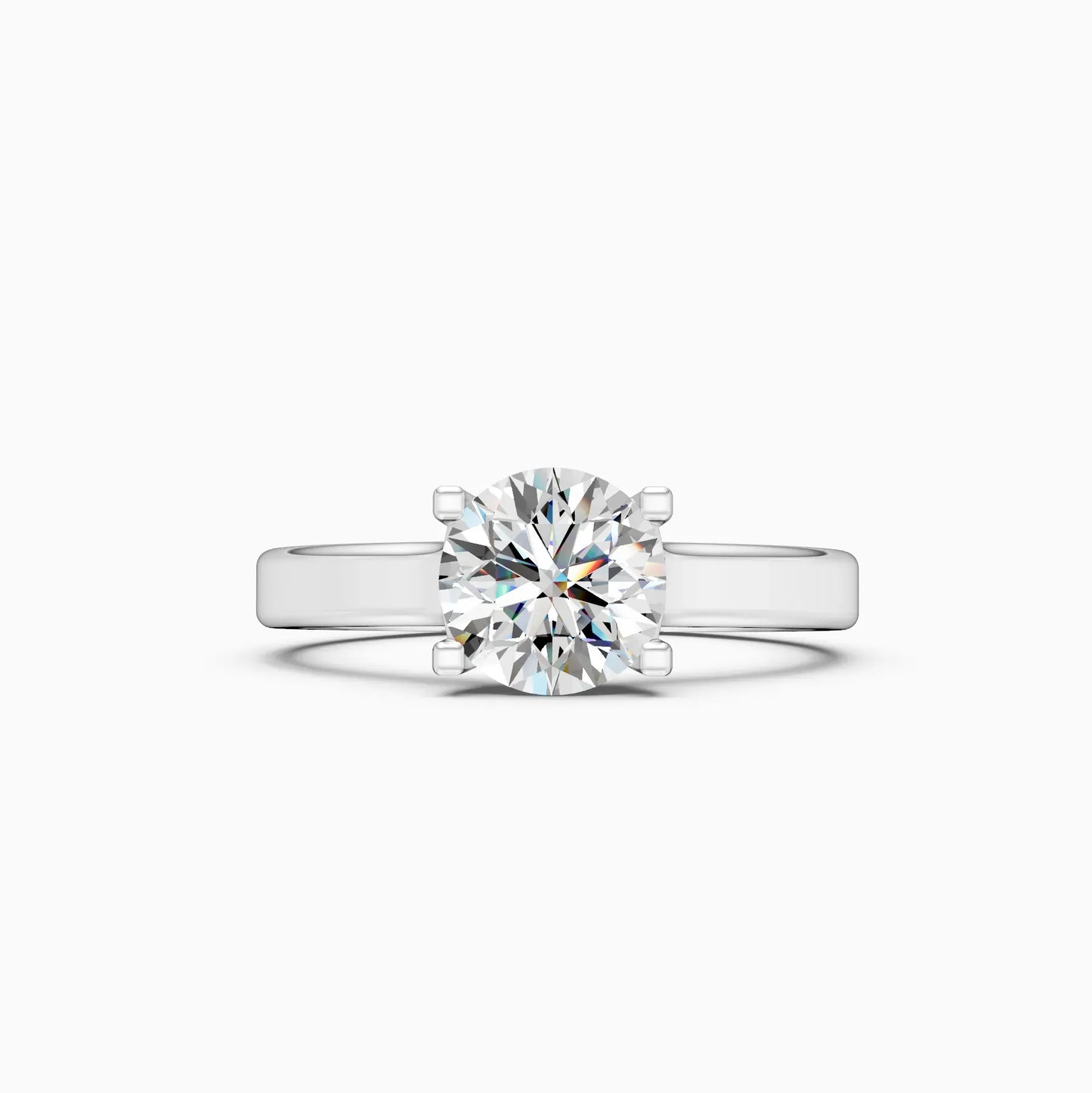 Round Four Prong lab Diamond Solitaire Ring