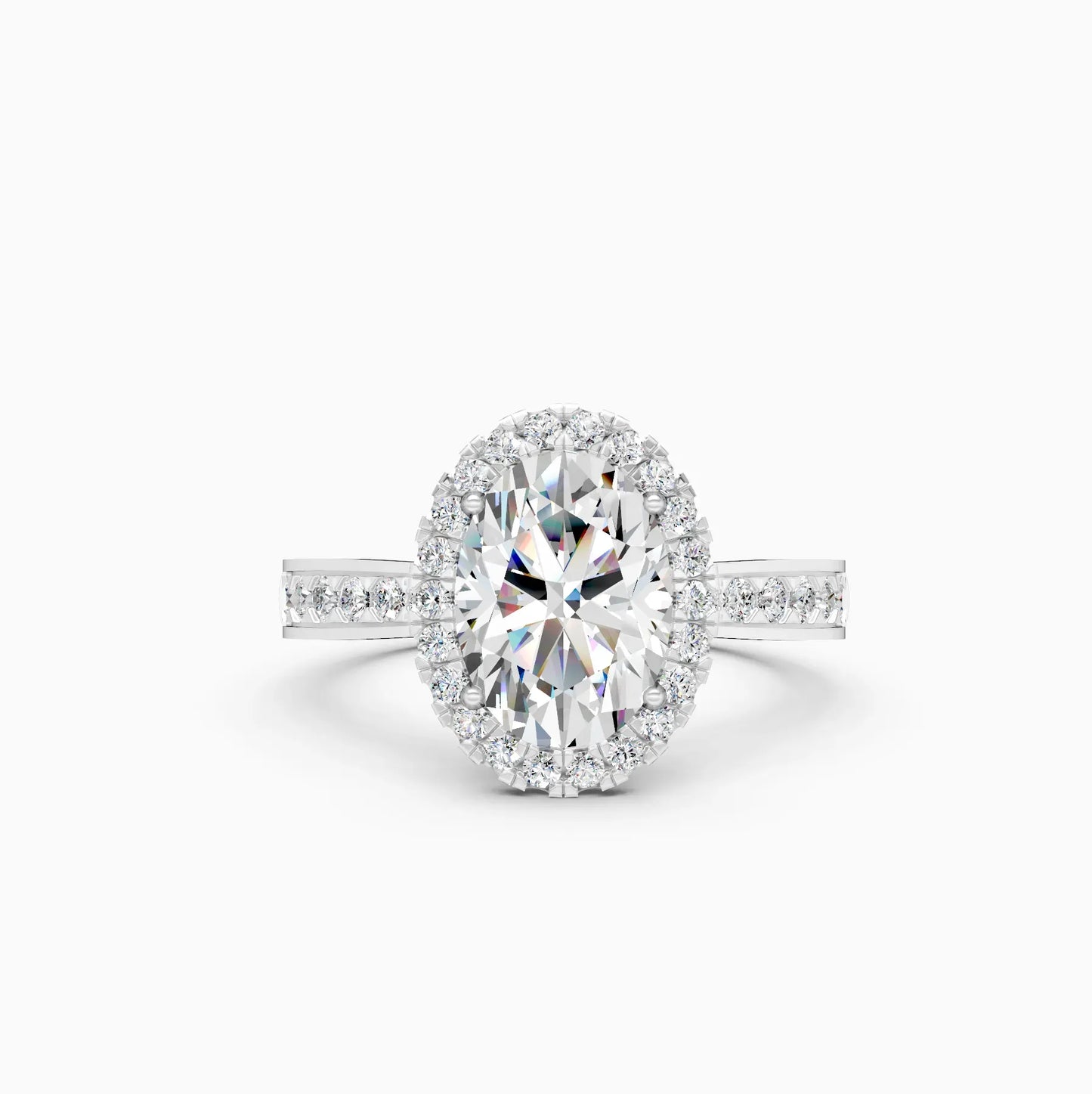Oval Halo lab Grown Solitaire Accents Ring