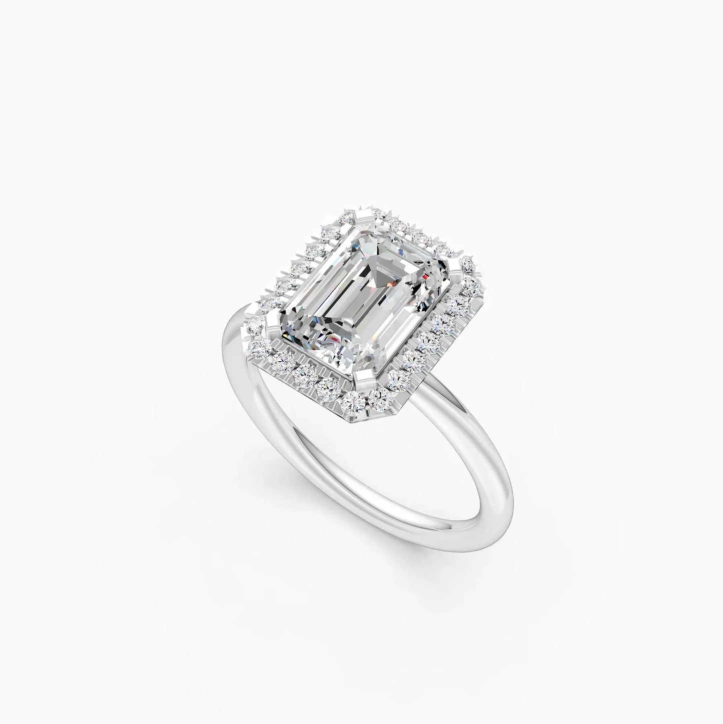 Emerald Halo Solitaire Diamond Ring