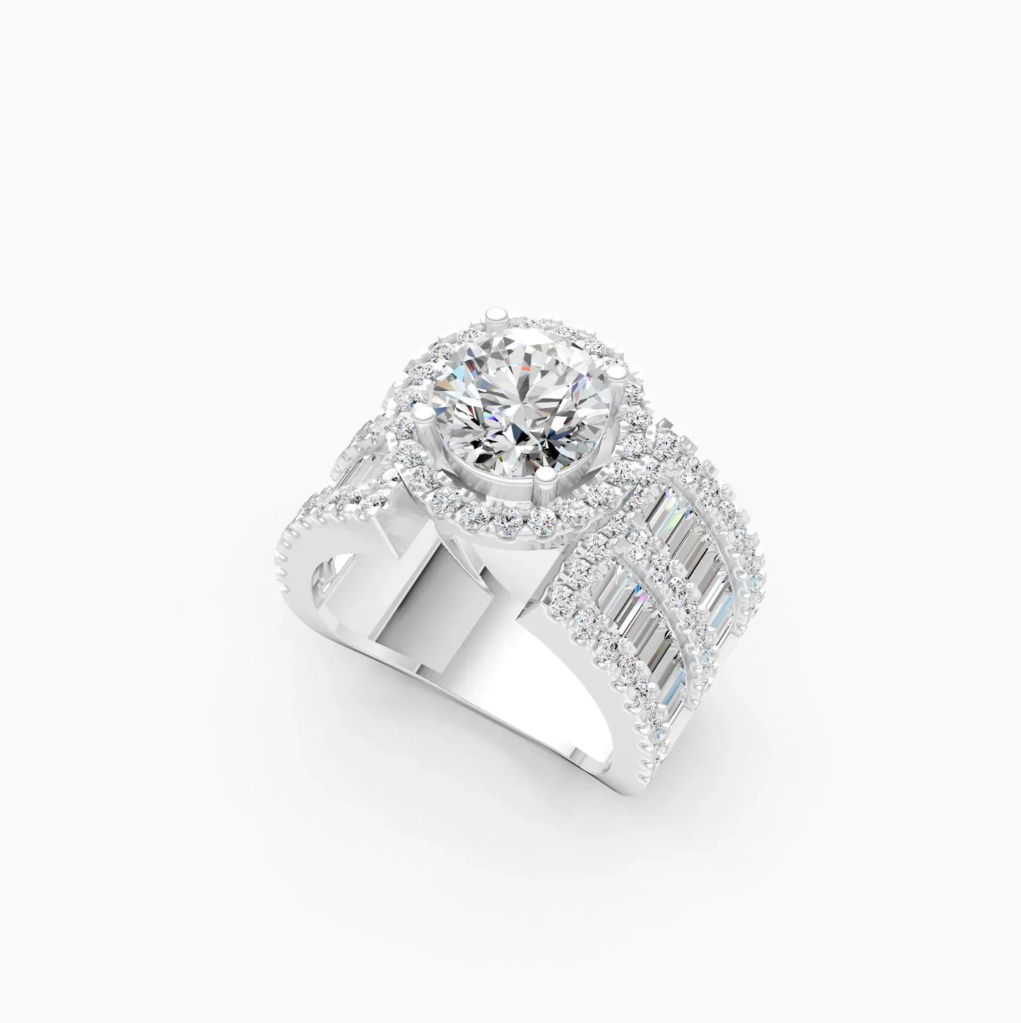 Luxury Triple Row Halo Diamond Ring