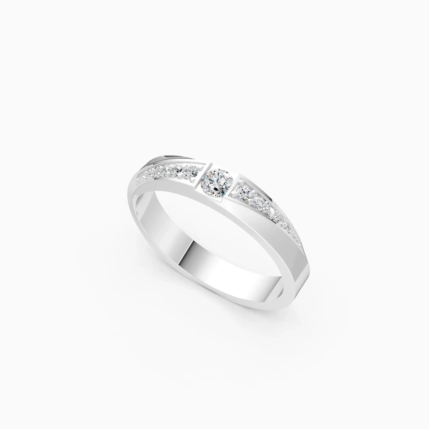 Round Side Accents Diamond Couple Ring