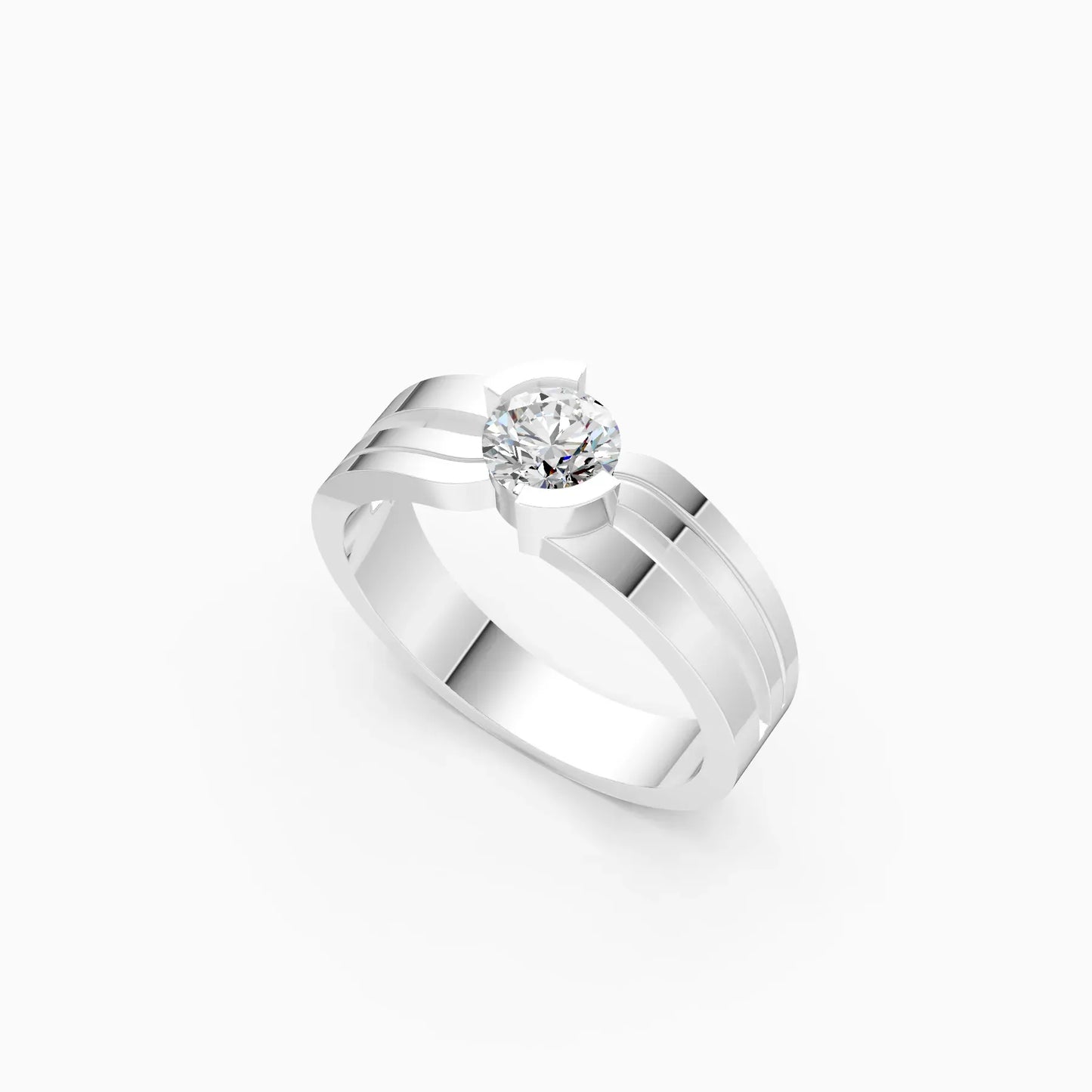 Round Two Tone 14K Gold Couple Band