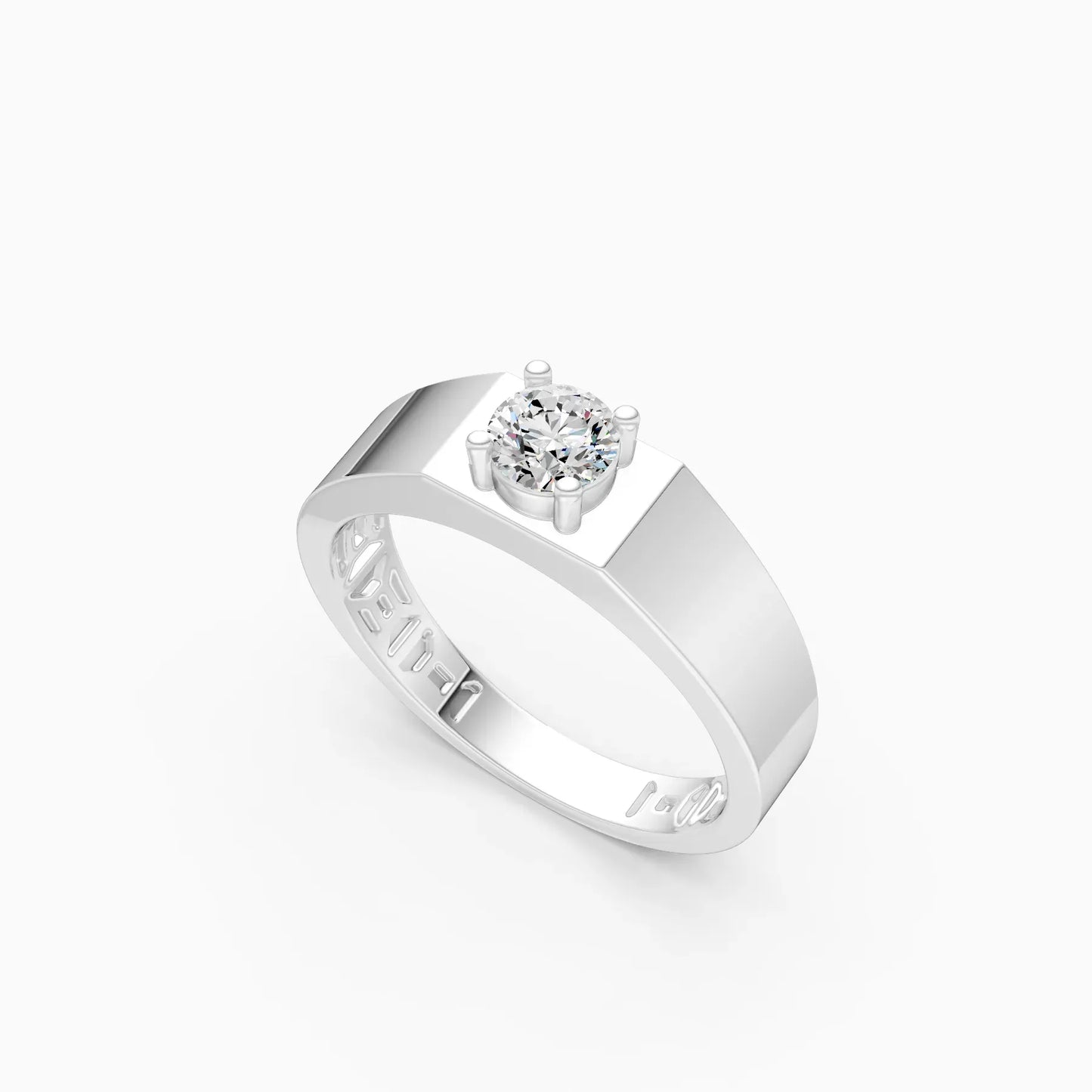 Round Lab Diamond Men's Solitaire Ring