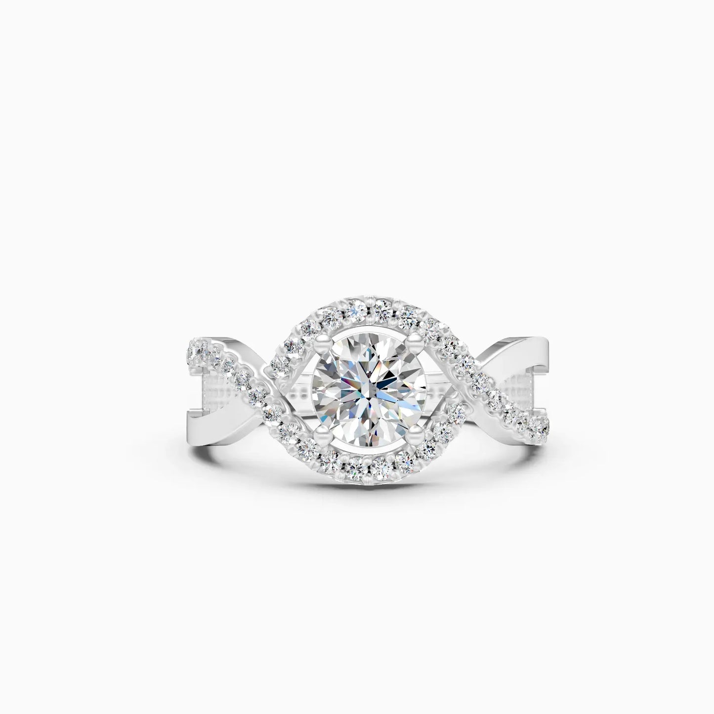 Spiral Cross Solitare Diamond Ring