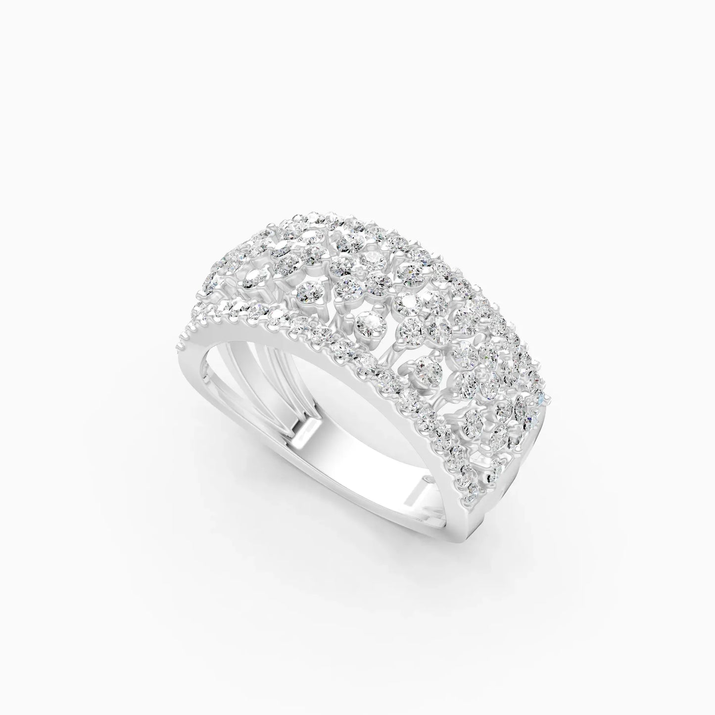 Cluster Broad Multi Diamond Ring