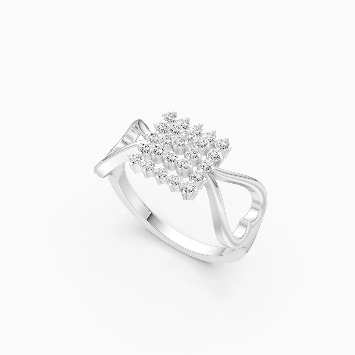 Square Shape Diamond Cluster Impressive Ring
